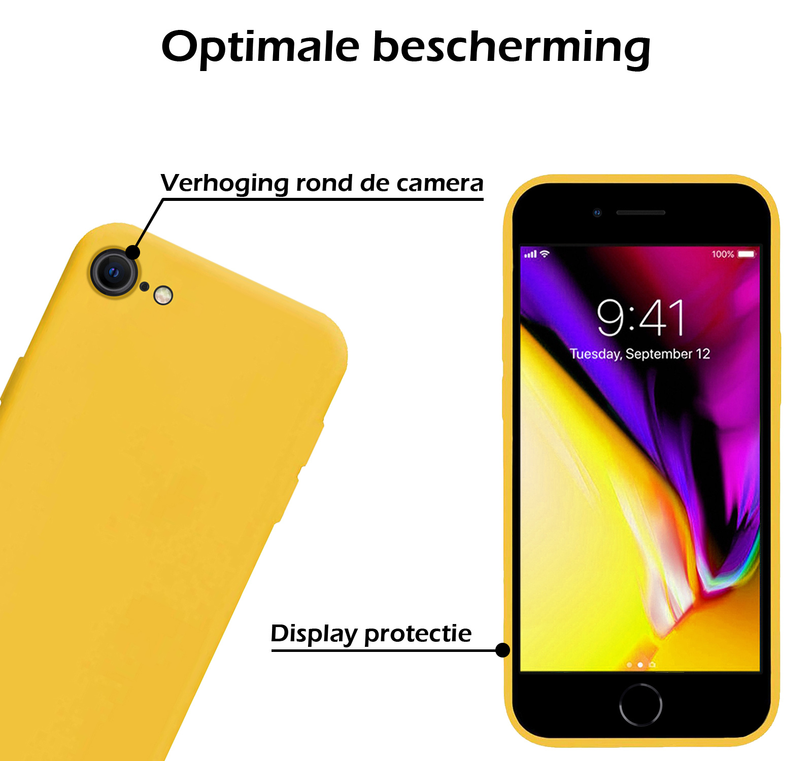 Nomfy Hoesje Geschikt voor iPhone SE 2020 Hoesje Siliconen Cover Case - Hoes Geschikt voor iPhone SE (2020) Hoes Back Case - 2-PACK - Geel