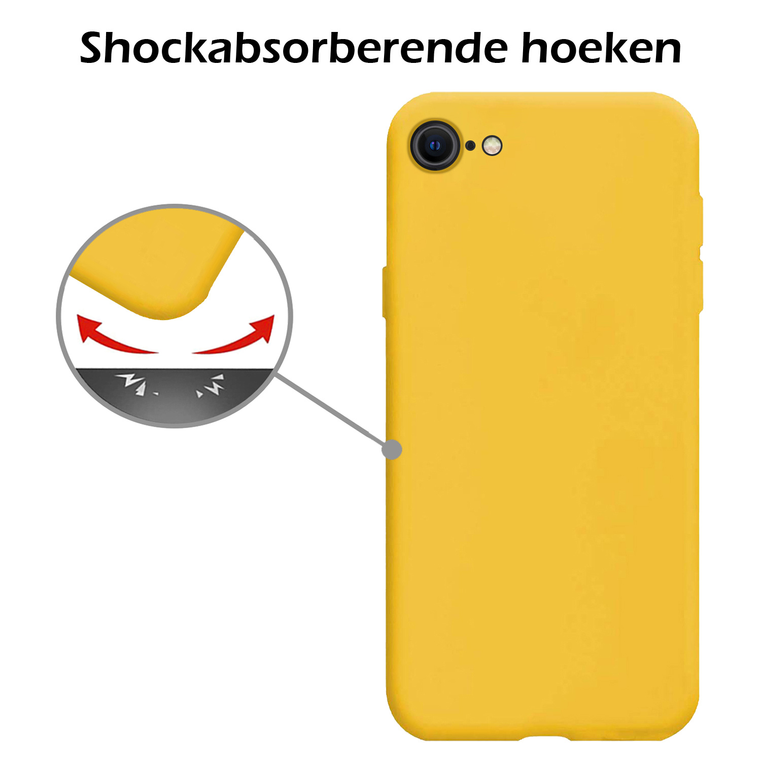 Nomfy Hoesje Geschikt voor iPhone SE 2020 Hoesje Siliconen Cover Case - Hoes Geschikt voor iPhone SE (2020) Hoes Back Case - 2-PACK - Geel