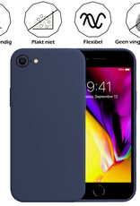 Nomfy Hoesje Geschikt voor iPhone SE 2020 Hoesje Siliconen Cover Case - Hoes Geschikt voor iPhone SE (2020) Hoes Back Case - 2-PACK - Donkerblauw