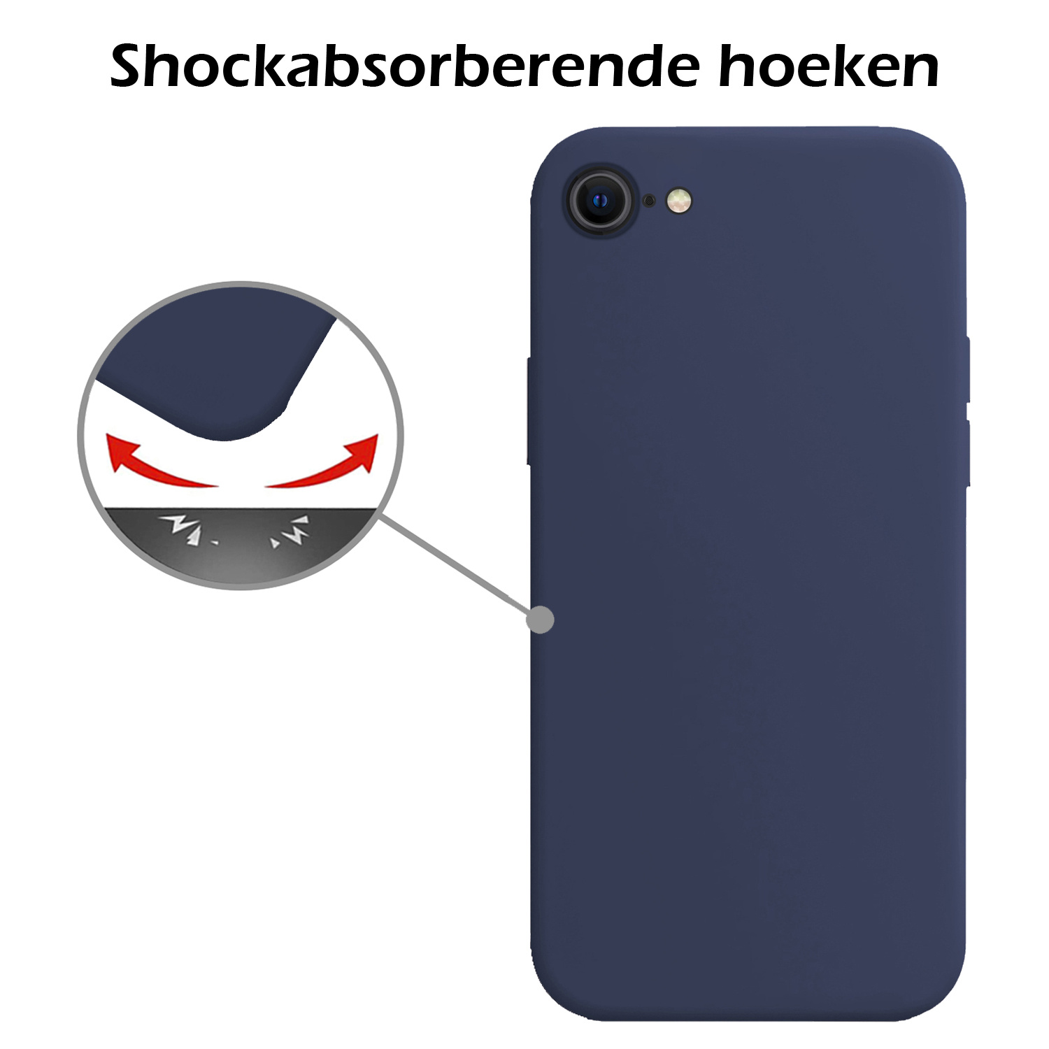 Nomfy Hoesje Geschikt voor iPhone SE 2020 Hoesje Siliconen Cover Case - Hoes Geschikt voor iPhone SE (2020) Hoes Back Case - 2-PACK - Donkerblauw