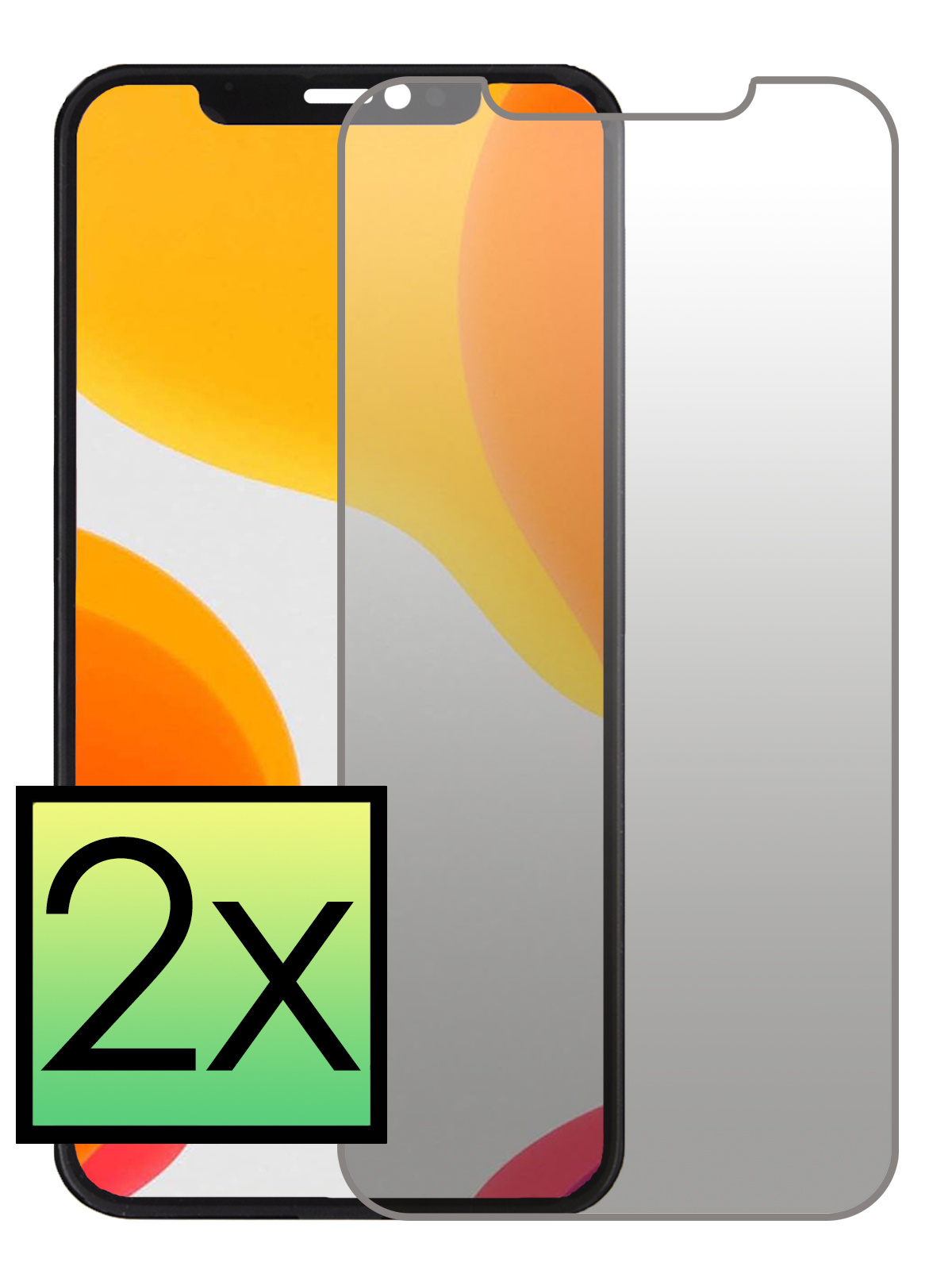 NoXx Screenprotector Geschikt voor iPhone 12 Pro Max Screenprotector Privacy Tempered Glass Gehard Glas Display Cover - 2x