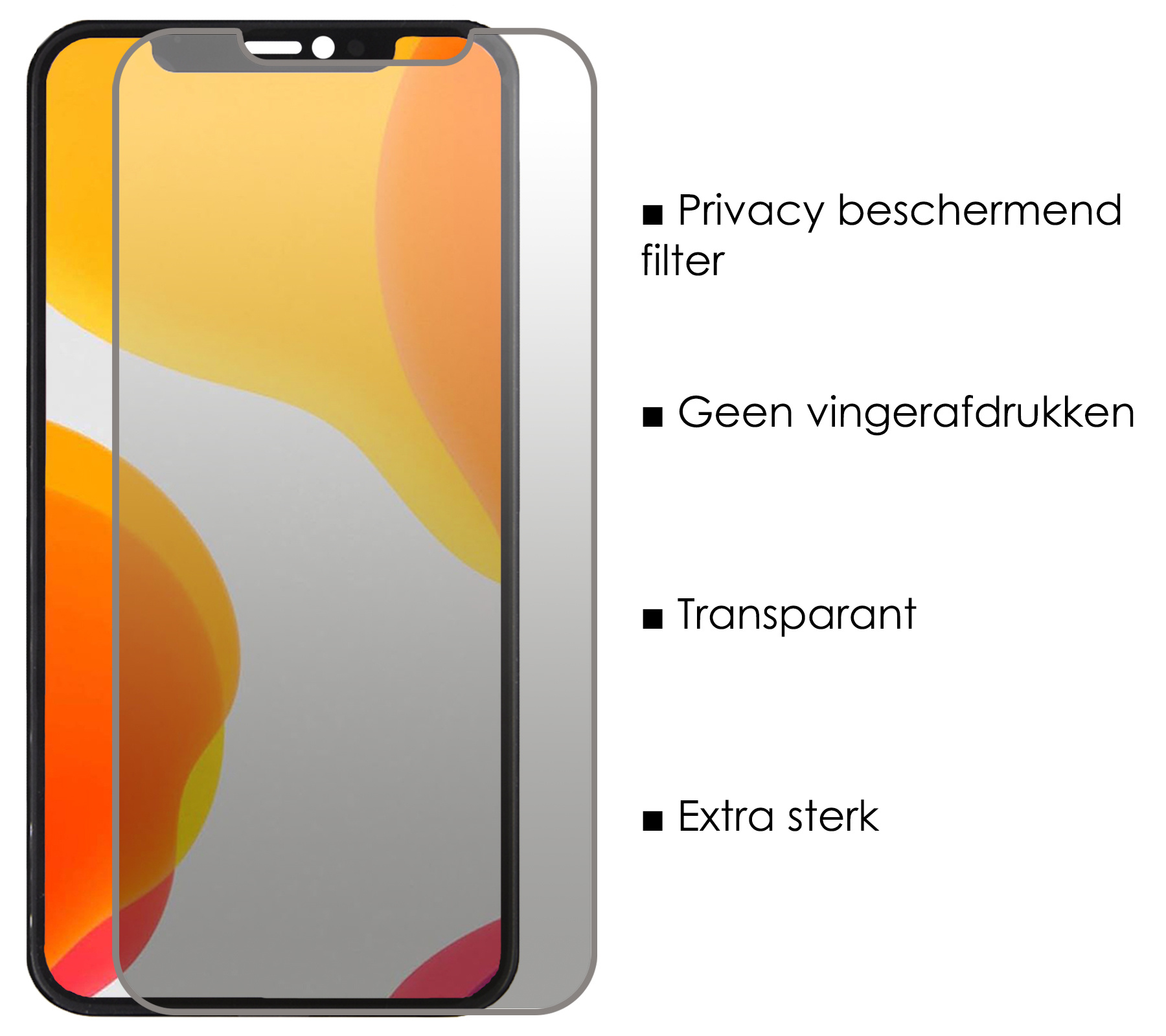 NoXx Screenprotector Geschikt voor iPhone 12 Pro Screenprotector Privacy Tempered Glass Gehard Glas Display Cover