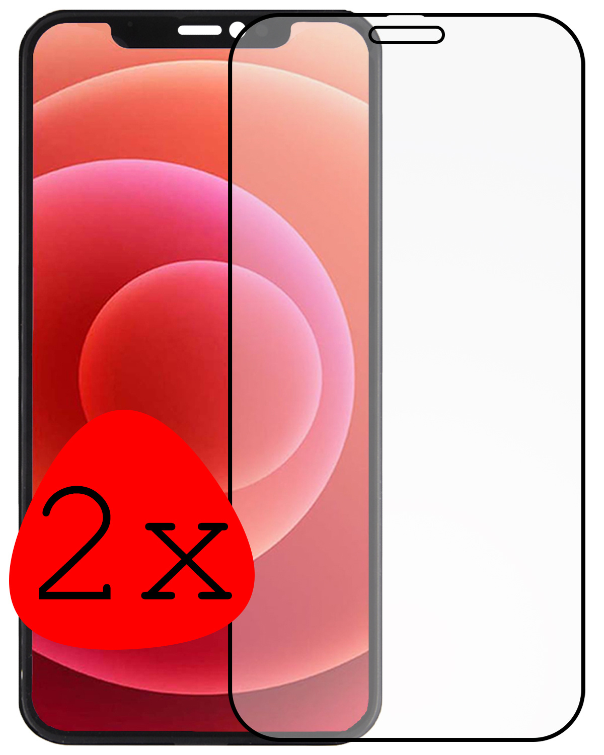 BASEY. Screenprotector Geschikt voor iPhone 12 Mini Screenprotector Beschermglas Full Cover - Screenprotector Geschikt voor iPhone 12 Mini Screen Protector Full Cover - 2 Stuks