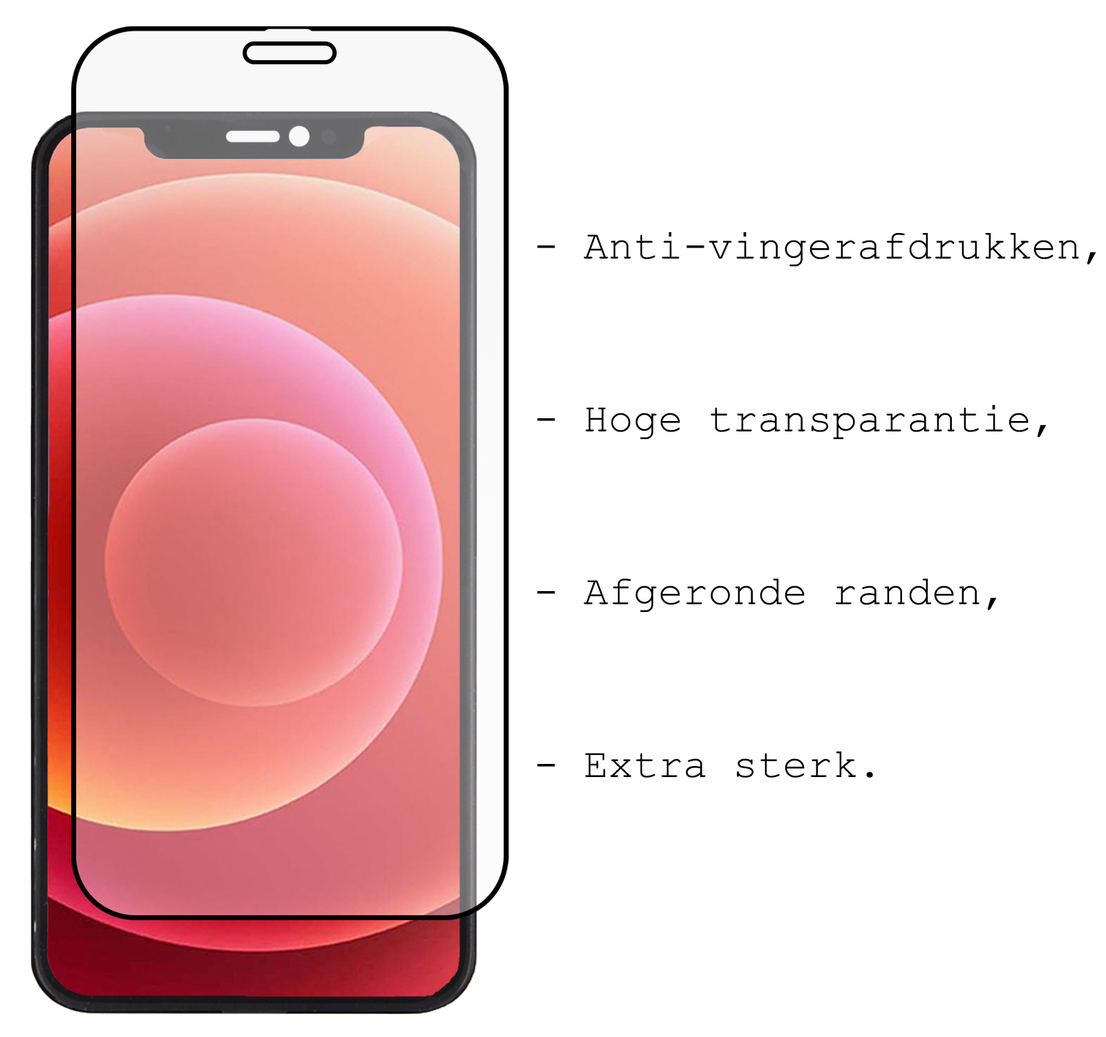 BASEY. Screenprotector Geschikt voor iPhone 12 Mini Screenprotector Beschermglas Full Cover - Screenprotector Geschikt voor iPhone 12 Mini Screen Protector Full Cover - 2 Stuks