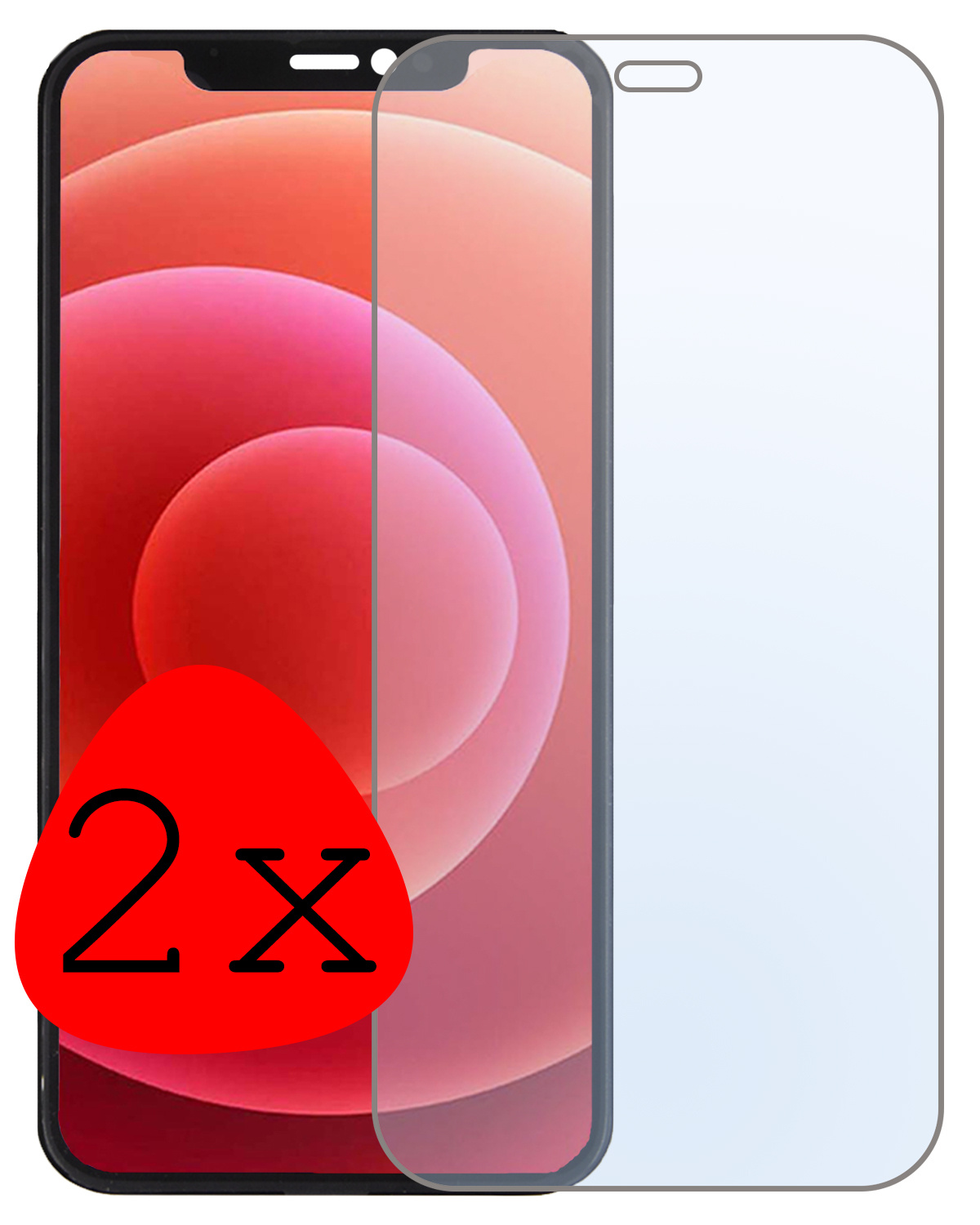 BASEY. Screenprotector Geschikt voor iPhone 12 Screenprotector Tempered Glass Beschermglas Dichte Notch - Screenprotector Geschikt voor iPhone 12 Screen Protector - 2 Stuks