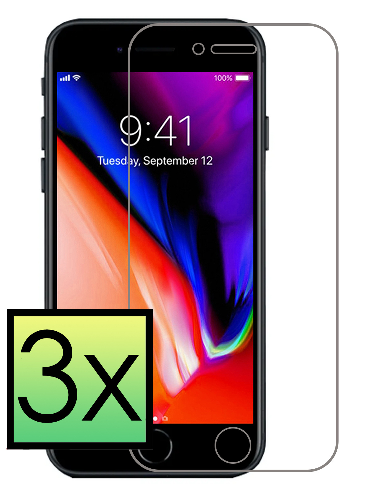 NoXx Screenprotector Geschikt voor iPhone 7 Plus Screenprotector Tempered Glass Gehard Glas Beschermglas - 3x