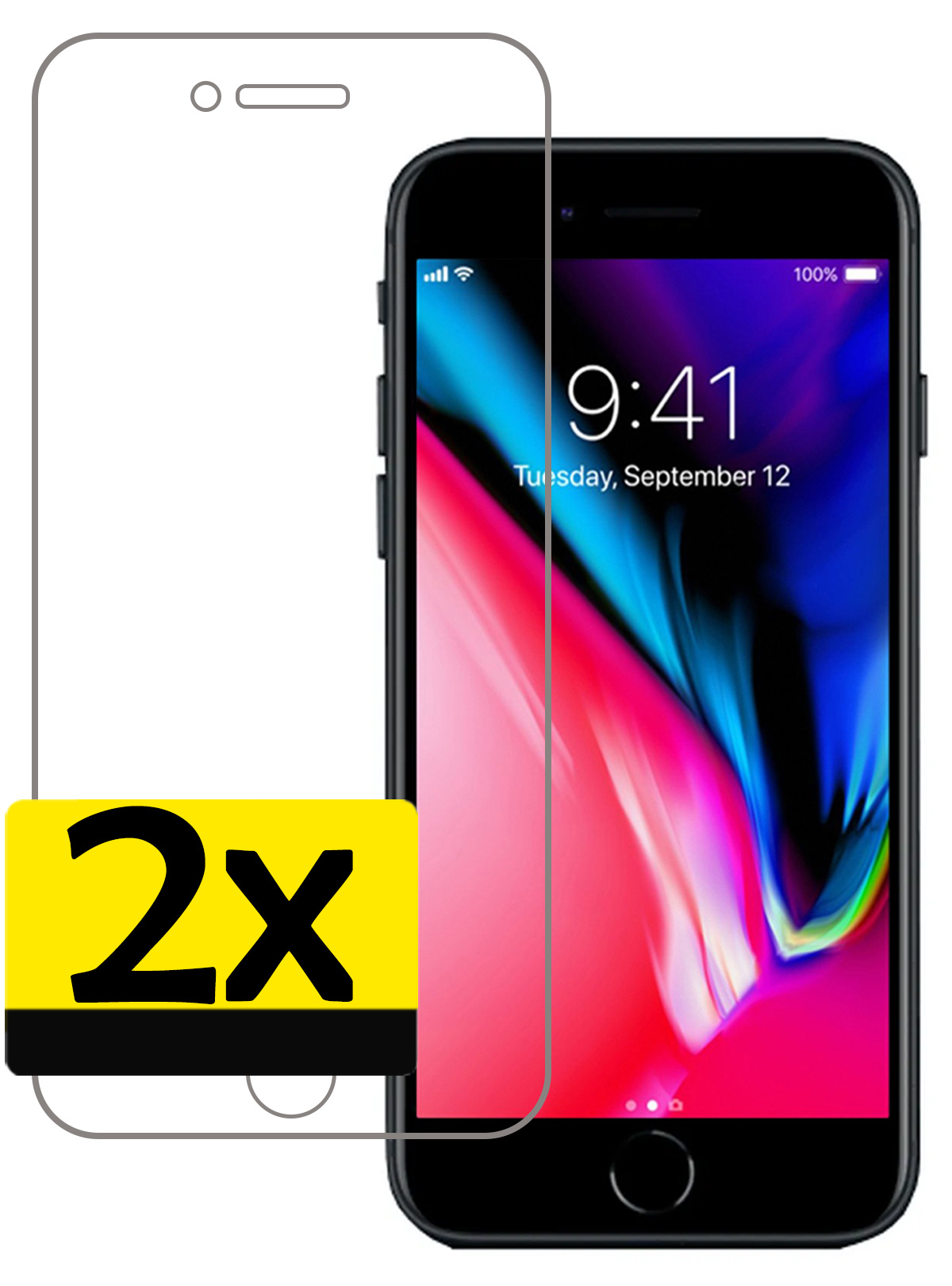 NoXx Screenprotector Geschikt voor iPhone 7 Plus Screenprotector Tempered Glass Gehard Glas Full Cover - 2x