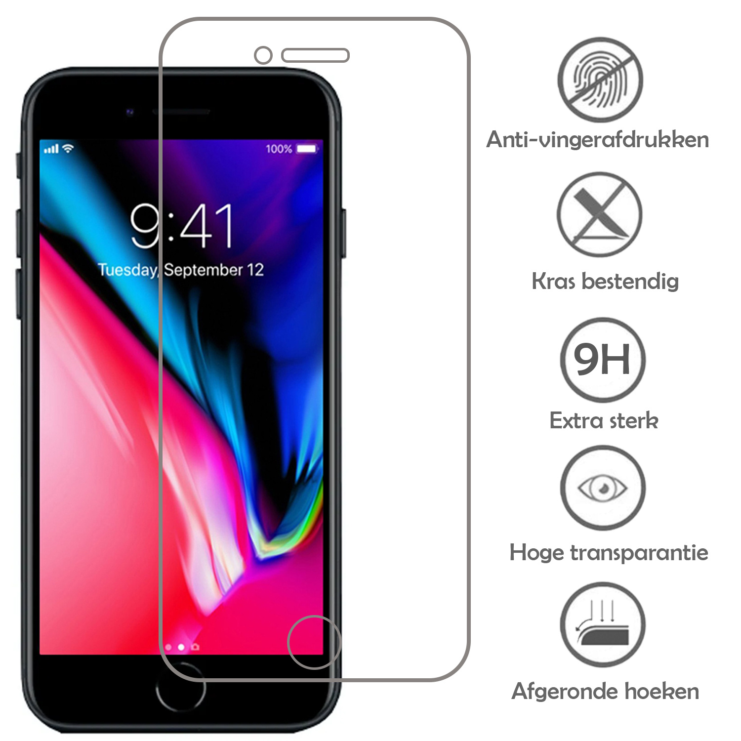 NoXx Screenprotector Geschikt voor iPhone 7 Plus Screenprotector Tempered Glass Gehard Glas Full Cover - 2x