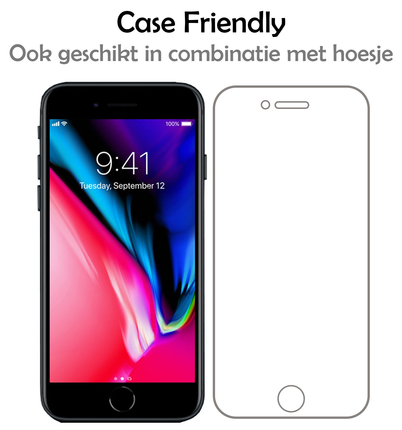 NoXx Screenprotector Geschikt voor iPhone 7 Plus Screenprotector Tempered Glass Gehard Glas Full Cover - 2x