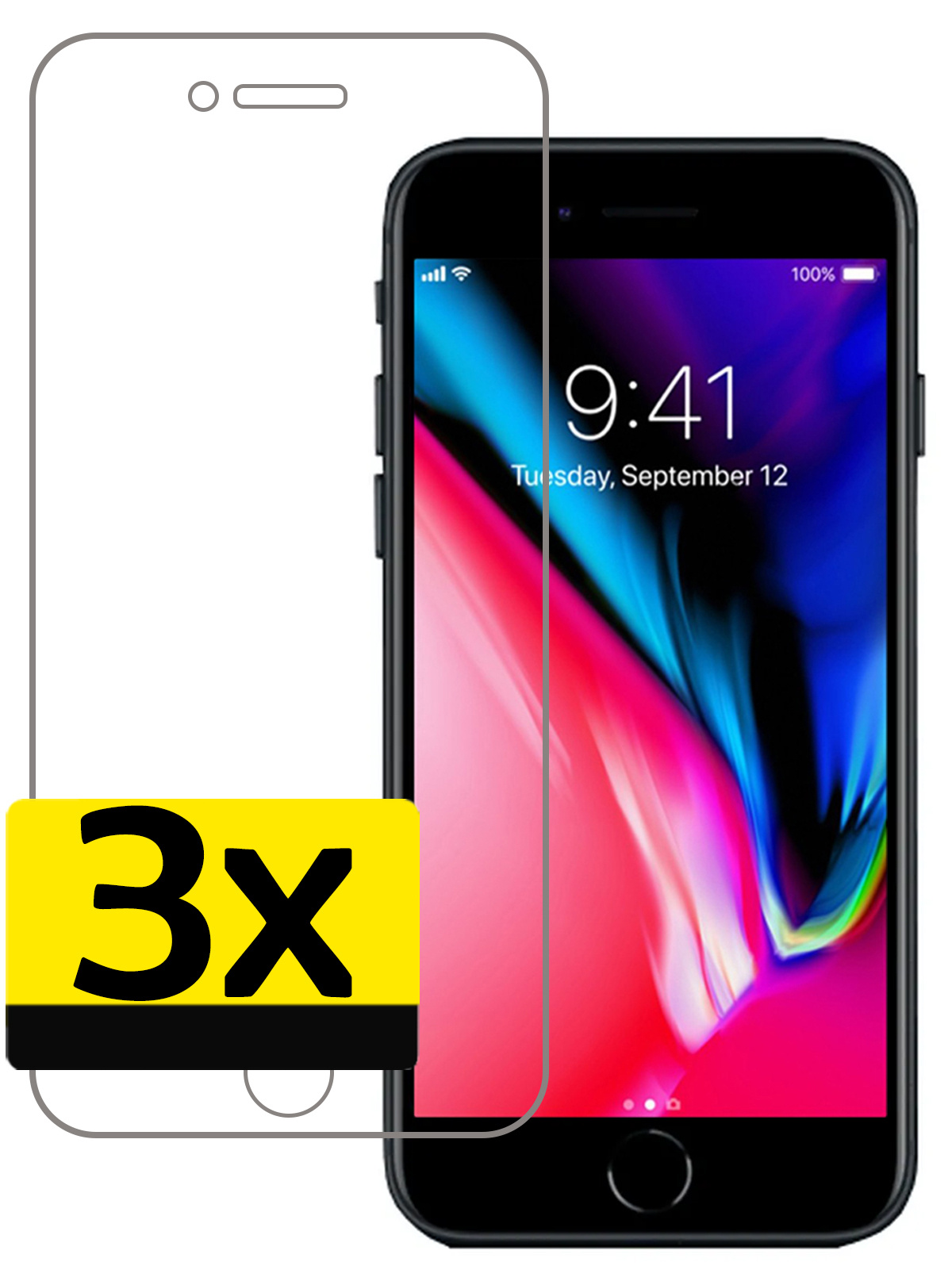 NoXx Screenprotector Geschikt voor iPhone 7 Plus Screenprotector Tempered Glass Gehard Glas Full Cover - 3x