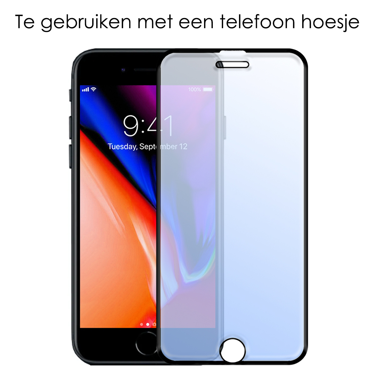 NoXx Screenprotector Geschikt voor iPhone 8 Screenprotector Tempered Glass Gehard Glas Full Cover - 3x