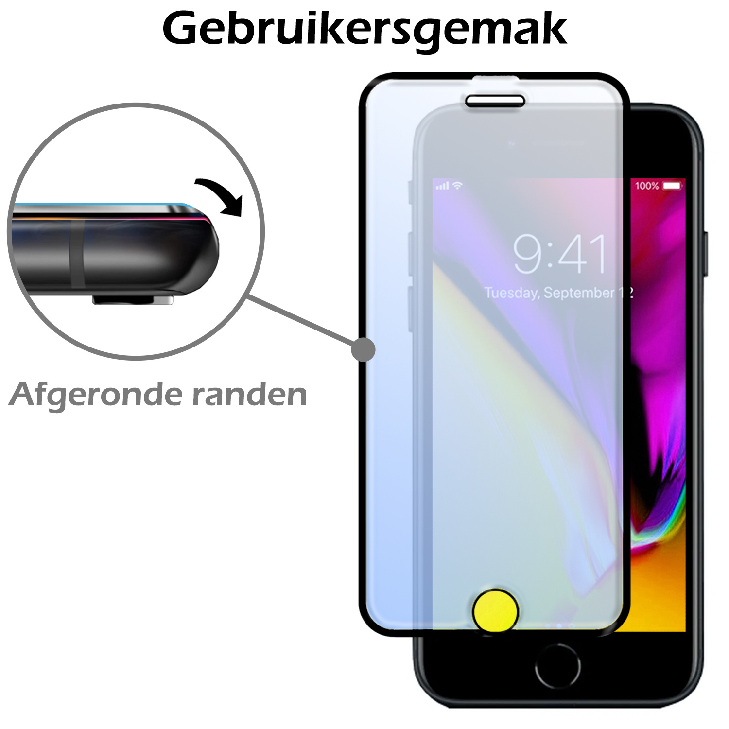 Nomfy Screenprotector Geschikt voor iPhone 8 Plus Screenprotector Bescherm Glas - Screenprotector Geschikt voor iPhone 8 Plus Screen Protector Tempered Glass Full Screen Full Cover - 3 PACK