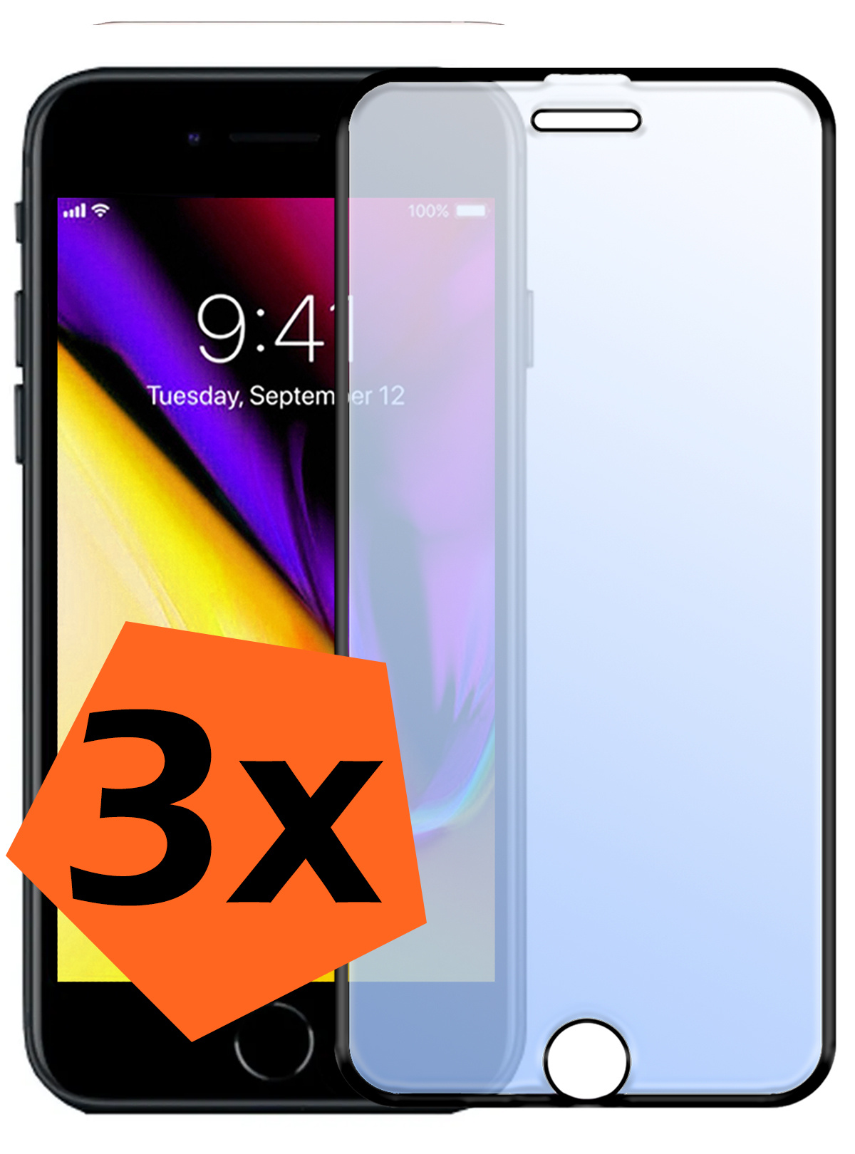 Nomfy Screenprotector Geschikt voor iPhone 8 Plus Screenprotector Bescherm Glas - Screenprotector Geschikt voor iPhone 8 Plus Screen Protector Tempered Glass Full Screen Full Cover - 3 PACK