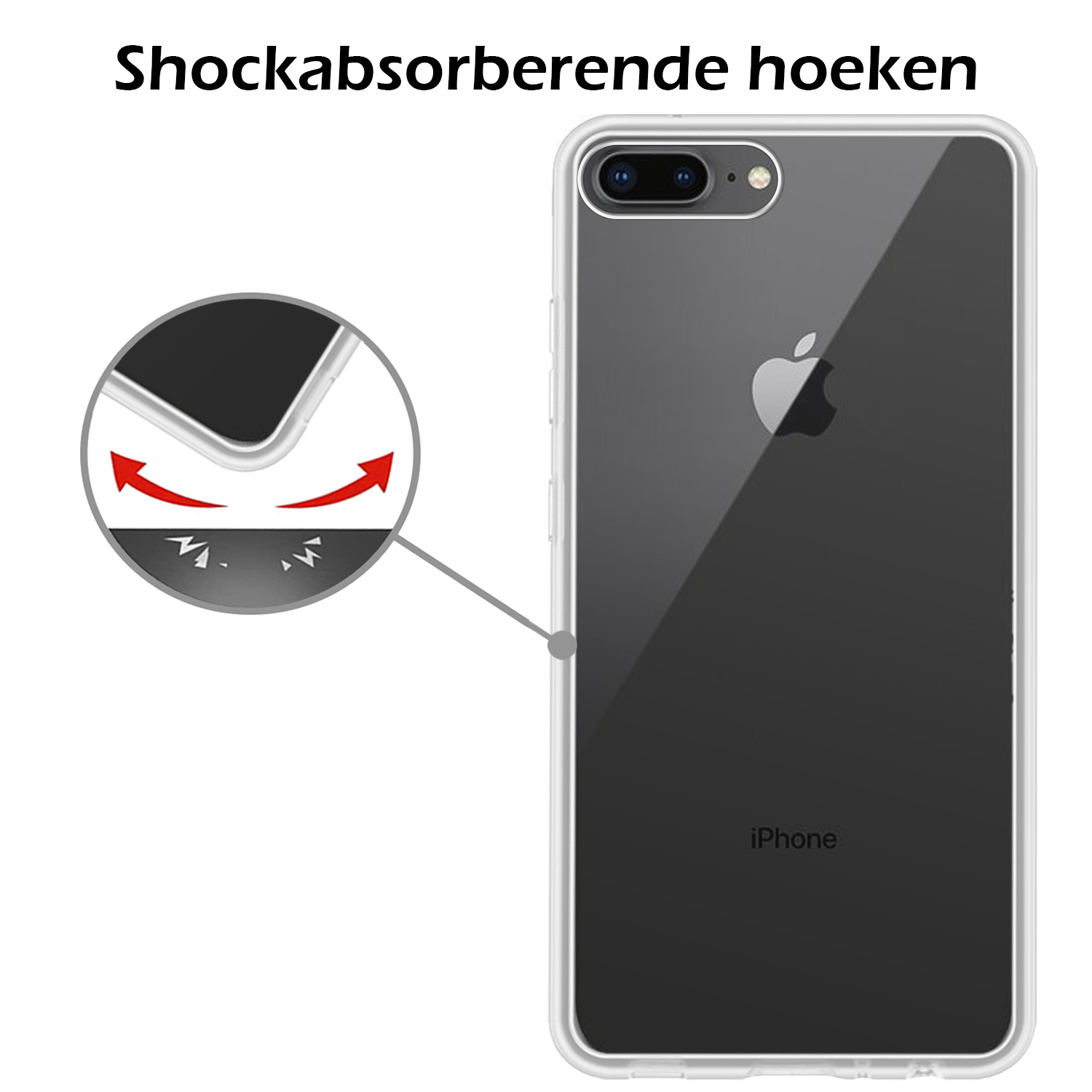 Nomfy Hoesje Geschikt voor iPhone 8 Plus Hoesje Siliconen Cover Case - Hoes Geschikt voor iPhone 8 Plus Hoes Back Case - Transparant