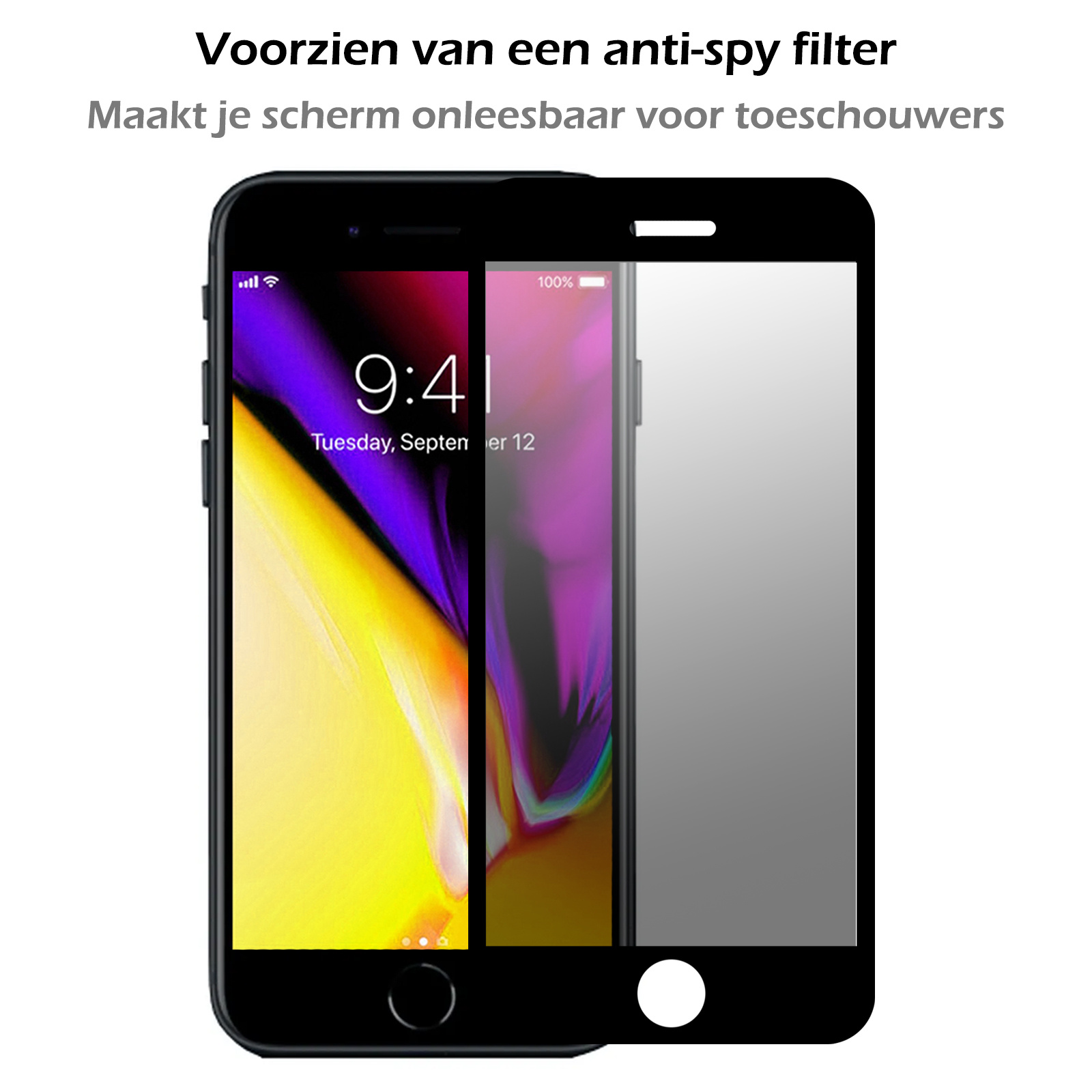 Nomfy Screenprotector Geschikt voor iPhone 6s Screenprotector Privacy Bescherm Glas - Screenprotector Geschikt voor iPhone 6s Privacy Screenprotector Tempered Glass - 2 PACK