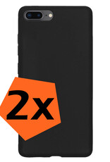 BASEY. Hoes Geschikt voor iPhone 8 Plus Hoesje Siliconen Back Cover Case - Hoesje Geschikt voor iPhone 8 Plus Hoes Cover Hoesje - Zwart - 2 Stuks