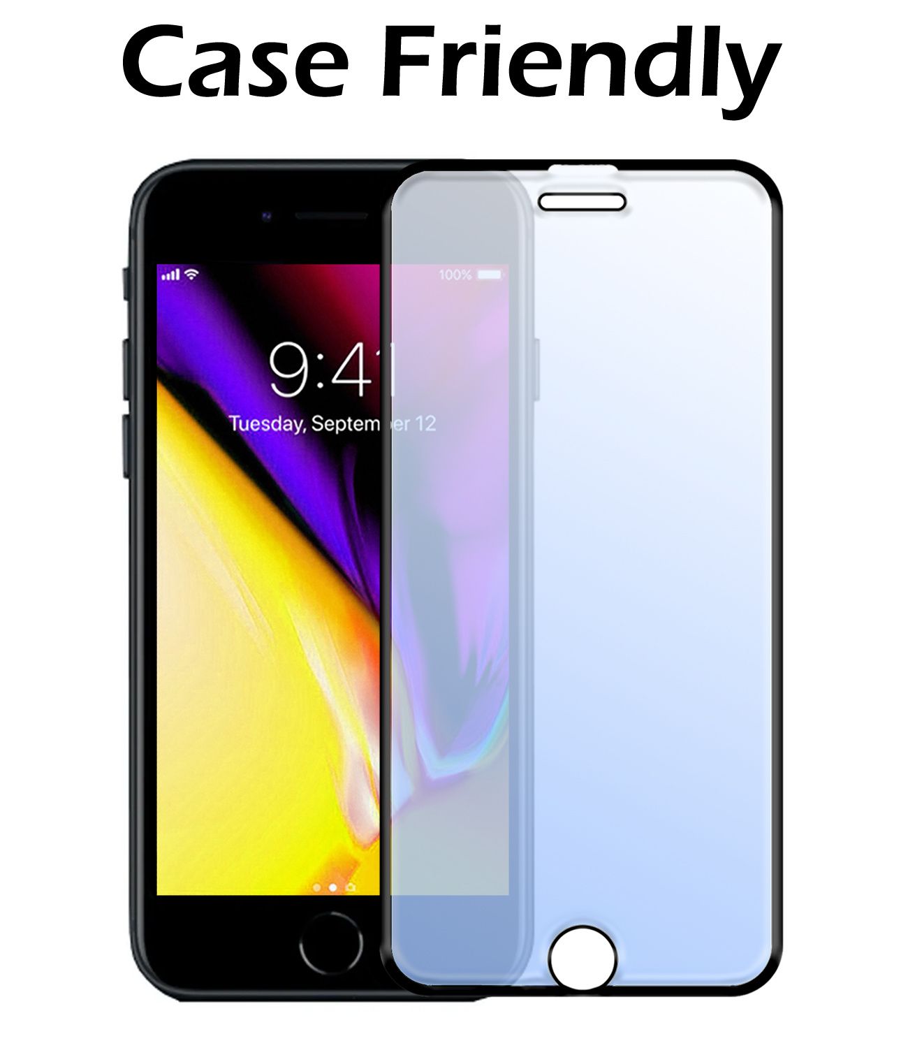 Nomfy Screenprotector Geschikt voor iPhone 7 Screenprotector Bescherm Glas - Screenprotector Geschikt voor iPhone 7 Screen Protector Tempered Glass Full Screen Full Cover - 2 PACK