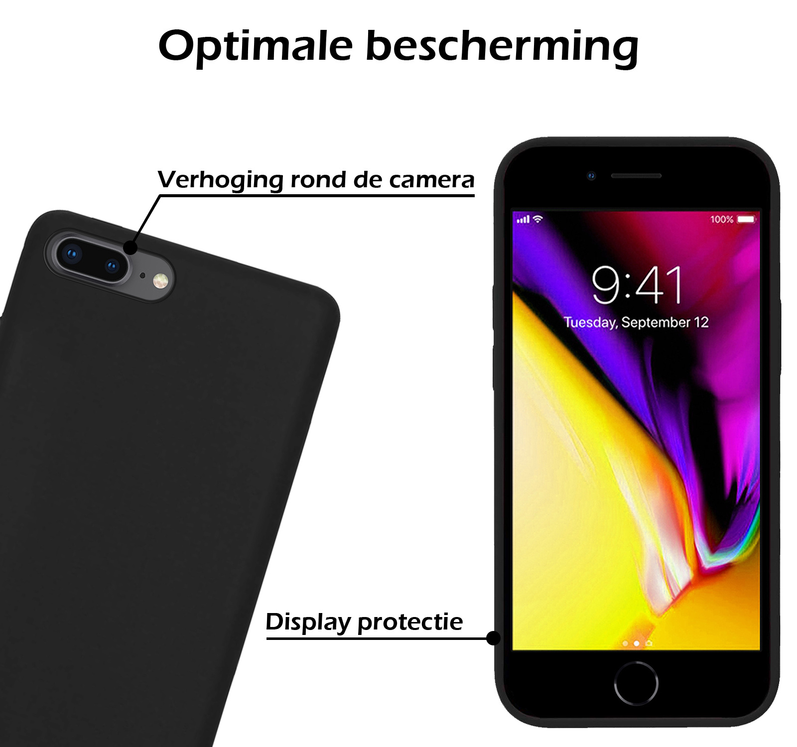 BASEY. Hoes Geschikt voor iPhone 6s Hoesje Siliconen Back Cover Case - Hoesje Geschikt voor iPhone 6s Hoes Cover Hoesje - Zwart - 2 Stuks