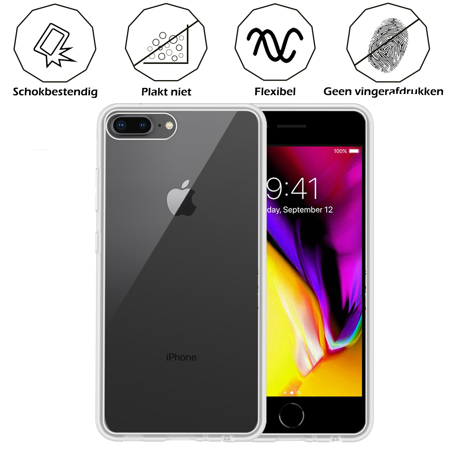 NoXx Hoes Geschikt voor iPhone 6s Hoesje Cover Siliconen Back Case Hoes - Transparant - 2x