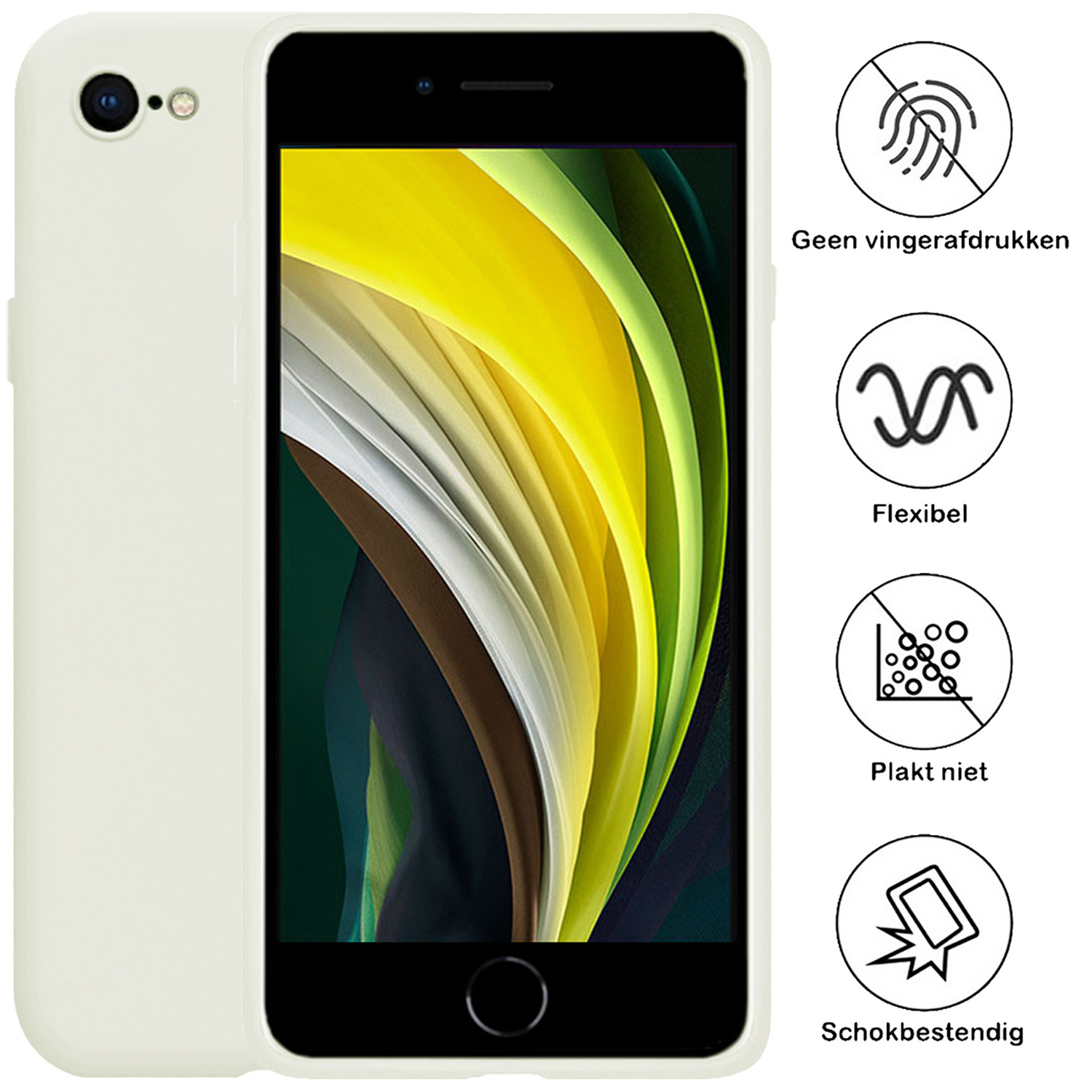 Nomfy Hoesje Geschikt voor iPhone 8 Hoesje Siliconen Cover Case - Hoes Geschikt voor iPhone 8 Hoes Back Case - Wit