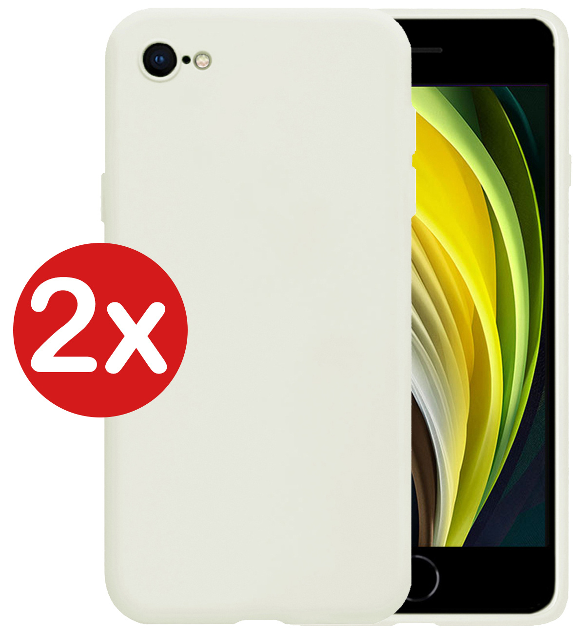 Nomfy Hoesje Geschikt voor iPhone 8 Hoesje Siliconen Cover Case - Hoes Geschikt voor iPhone 8 Hoes Back Case - 2-PACK - Wit