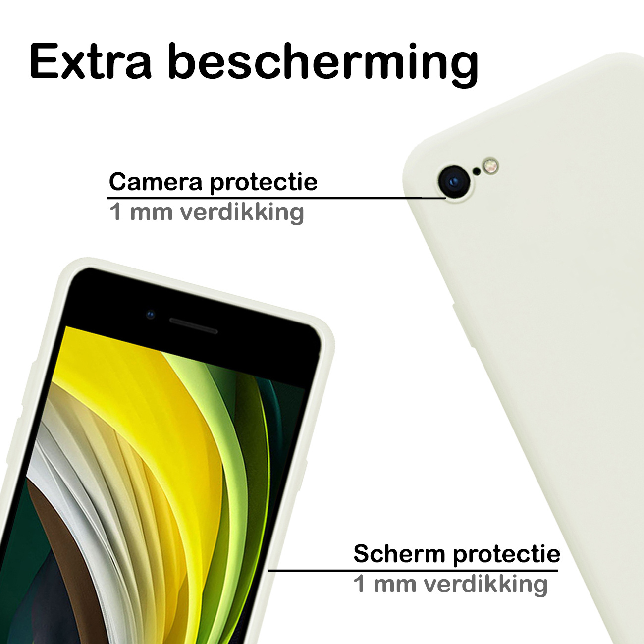 Nomfy Hoesje Geschikt voor iPhone 8 Hoesje Siliconen Cover Case - Hoes Geschikt voor iPhone 8 Hoes Back Case - 2-PACK - Wit