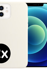 NoXx Hoes Geschikt voor iPhone 12 Hoesje Cover Siliconen Back Case Hoes - Wit - 2x