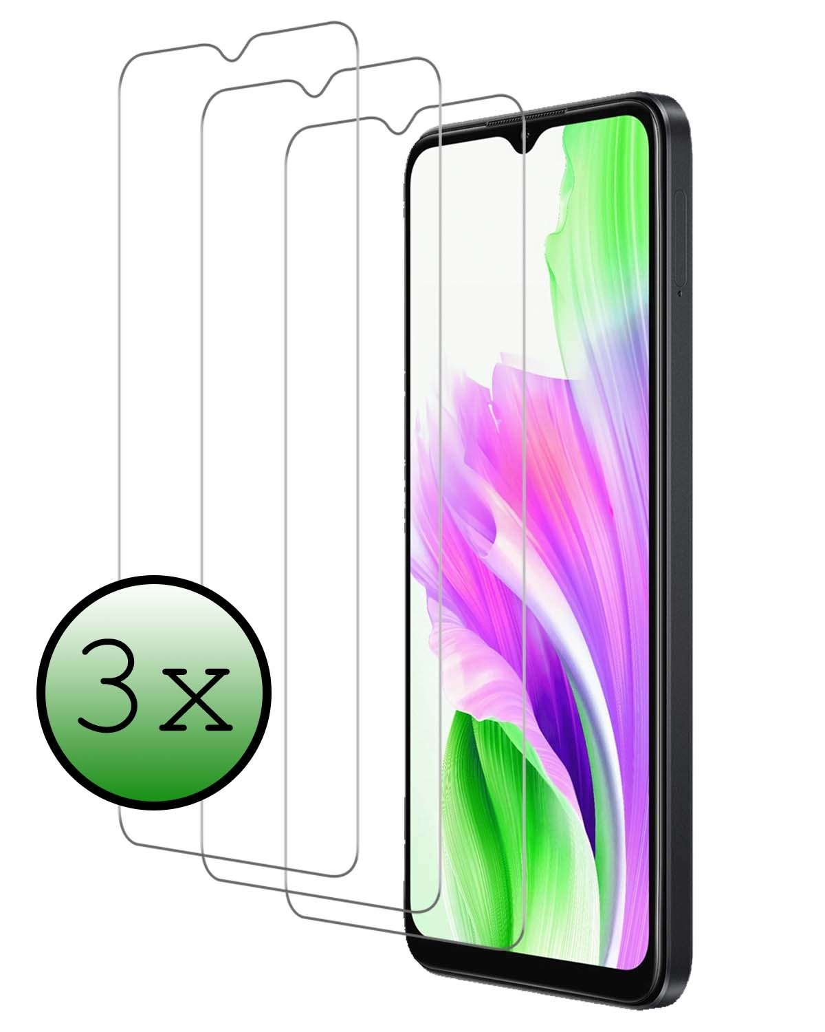 BASEY. Screenprotector Geschikt voor OPPO A18 Screenprotector Tempered Glass - Screenprotector Geschikt voor OPPO A18 Beschermglas Screen Protector Glas - 3 Stuks