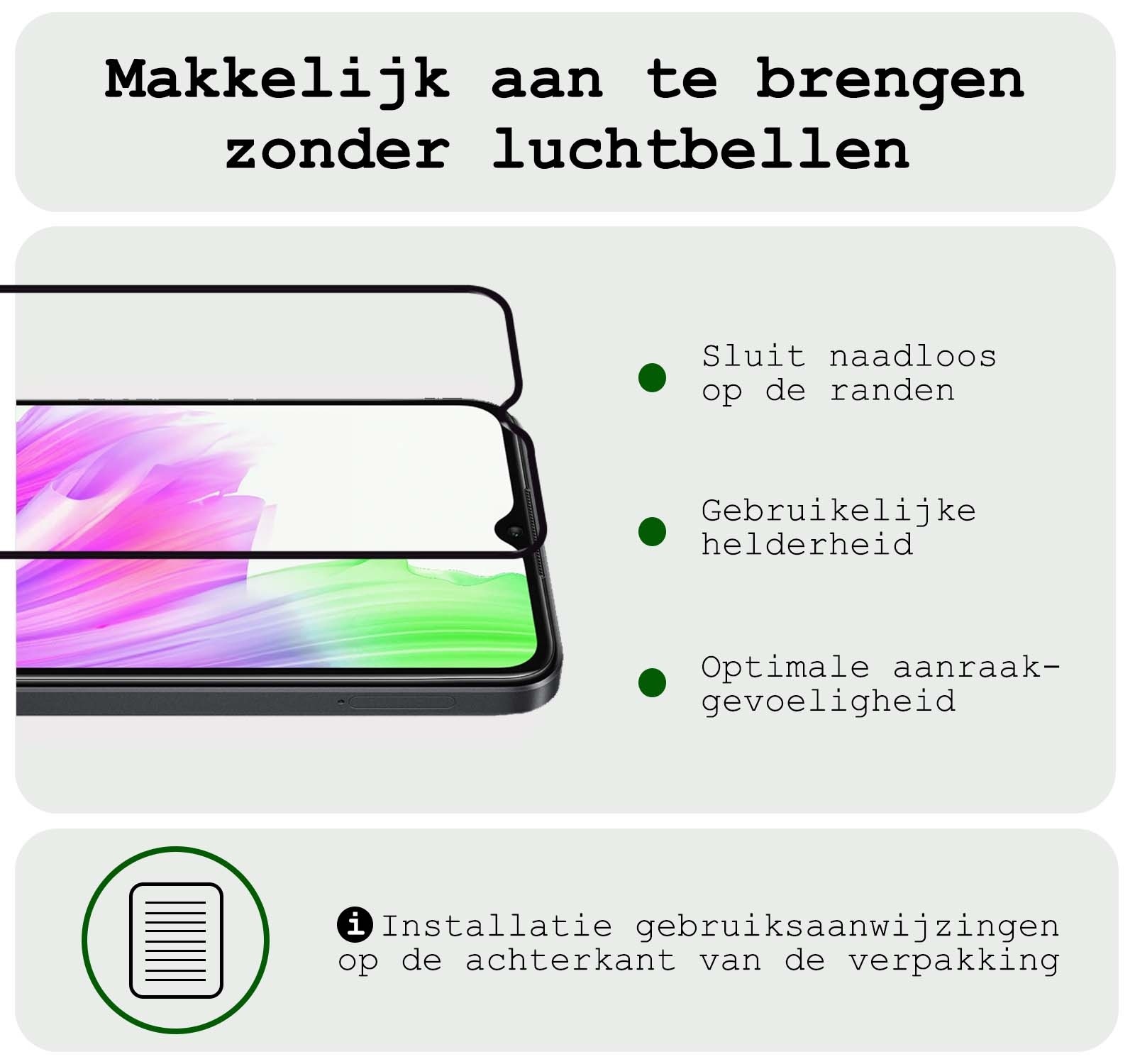 BASEY. Screenprotector Geschikt voor OPPO A18 Screenprotector Beschermglas Full Cover - Screenprotector Geschikt voor OPPO A18 Screen Protector Full Cover - 2 Stuks