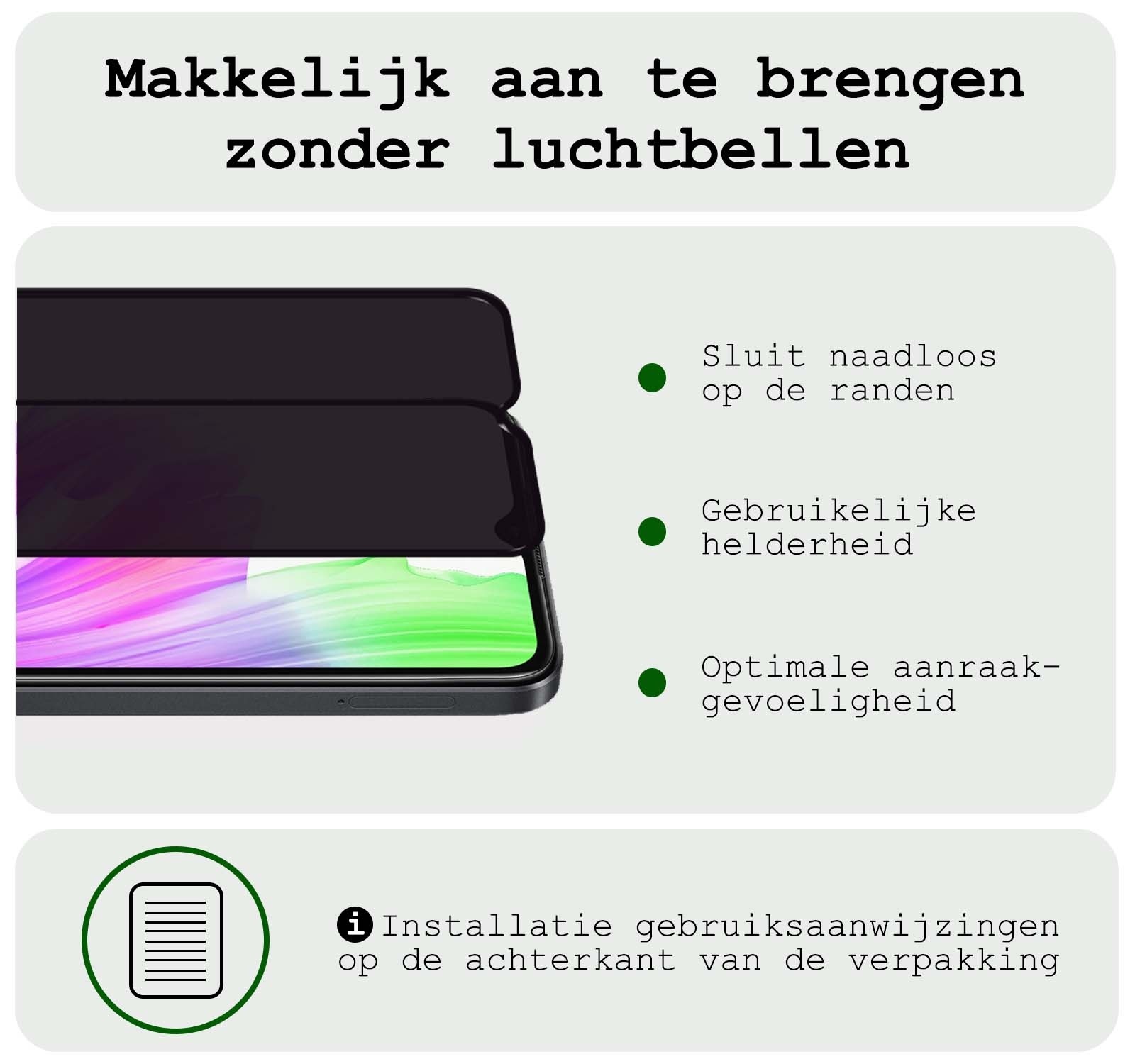 BASEY. Screenprotector Geschikt voor OPPO A18 Screenprotector Privacy Beschermglas - Screenprotector Geschikt voor OPPO A18 Screen Protector Full Screen Privacy - 2 Stuks