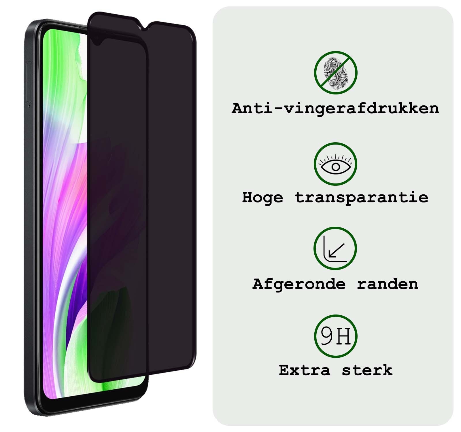 BASEY. Screenprotector Geschikt voor OPPO A18 Screenprotector Privacy Beschermglas - Screenprotector Geschikt voor OPPO A18 Screen Protector Full Screen Privacy - 2 Stuks