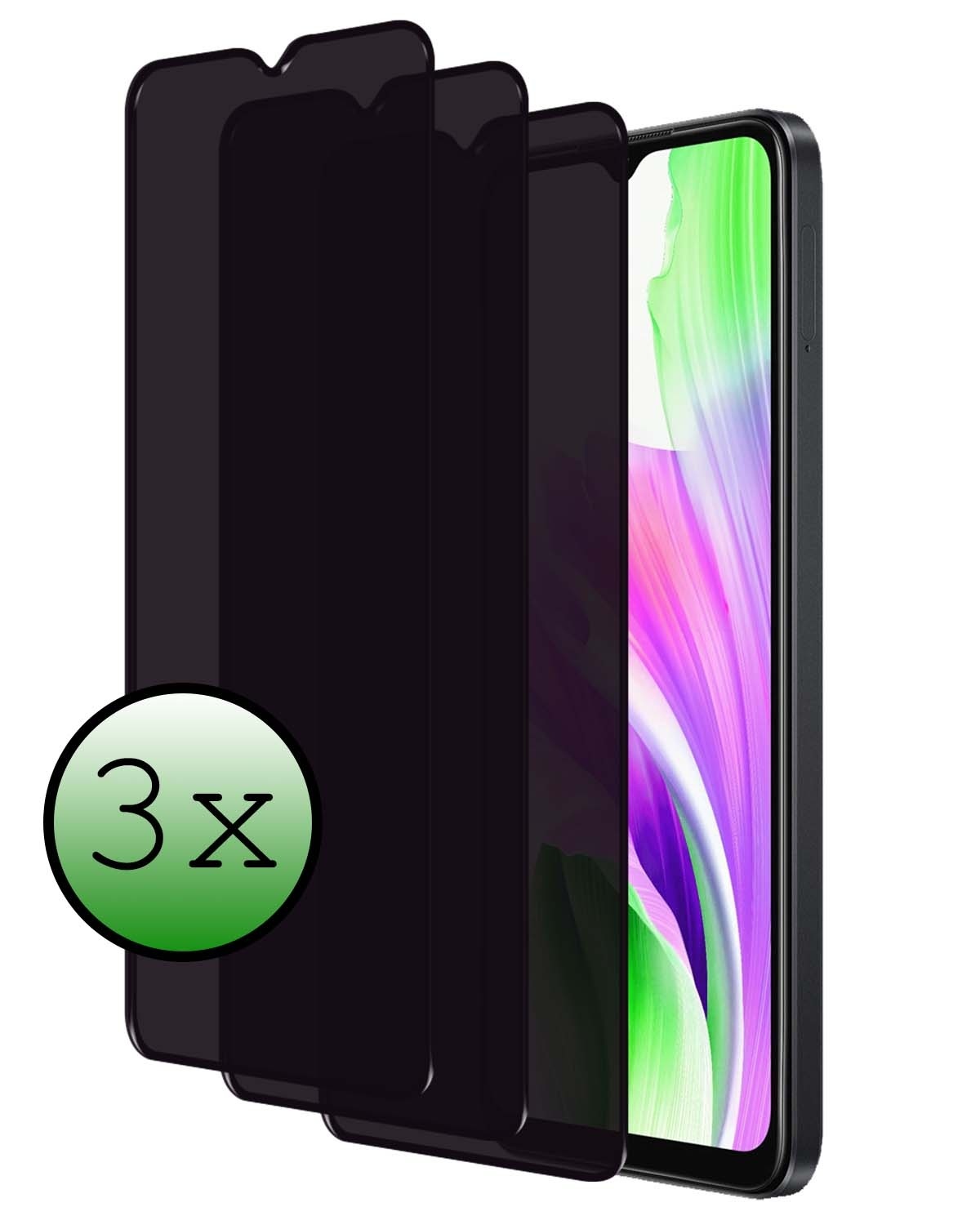BASEY. Screenprotector Geschikt voor OPPO A18 Screenprotector Privacy Beschermglas - Screenprotector Geschikt voor OPPO A18 Screen Protector Full Screen Privacy - 3 Stuks