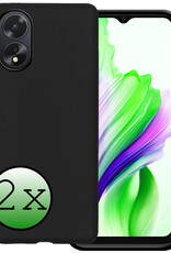BASEY. Hoes Geschikt voor OPPO A18 Hoesje Siliconen Back Cover Case - Hoesje Geschikt voor OPPO A18 Hoes Cover Hoesje - Zwart - 2 Stuks