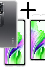 BASEY. Hoes Geschikt voor OPPO A18 Hoesje Siliconen Back Cover Case Met Screenprotector - Hoesje Geschikt voor OPPO A18 Hoes Cover Hoesje - Transparant