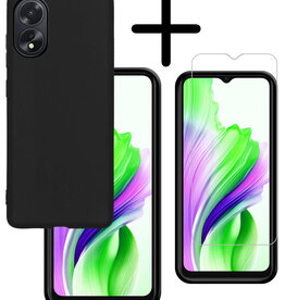 BASEY. BASEY. OPPO A18 Hoesje Siliconen Met Screenprotector - Zwart