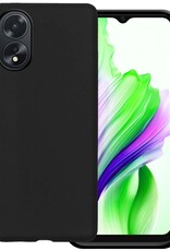BASEY. Hoes Geschikt voor OPPO A18 Hoesje Siliconen Back Cover Case Met Screenprotector - Hoesje Geschikt voor OPPO A18 Hoes Cover Hoesje - Zwart