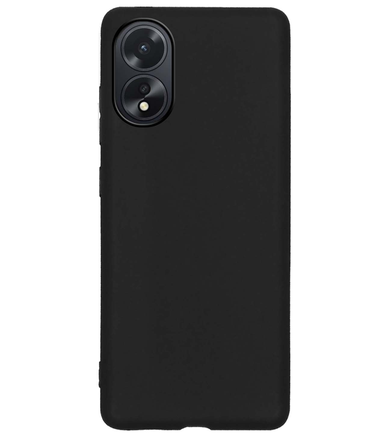 BASEY. Hoes Geschikt voor OPPO A18 Hoesje Siliconen Back Cover Case Met Screenprotector - Hoesje Geschikt voor OPPO A18 Hoes Cover Hoesje - Zwart