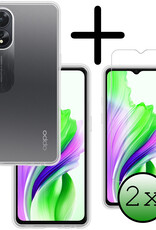 BASEY. Hoes Geschikt voor OPPO A18 Hoesje Siliconen Back Cover Case Met 2x Screenprotector - Hoesje Geschikt voor OPPO A18 Hoes Cover Hoesje - Transparant