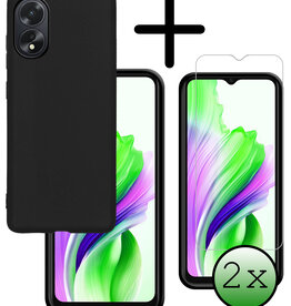 BASEY. BASEY. OPPO A18 Hoesje Siliconen Met 2x Screenprotector - Zwart