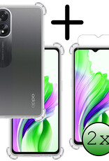 BASEY. Hoes Geschikt voor OPPO A18 Hoesje Shock Proof Case Hoes Siliconen Met 2x Screenprotector - Hoesje Geschikt voor OPPO A18 Hoes Cover Shockproof - Transparant