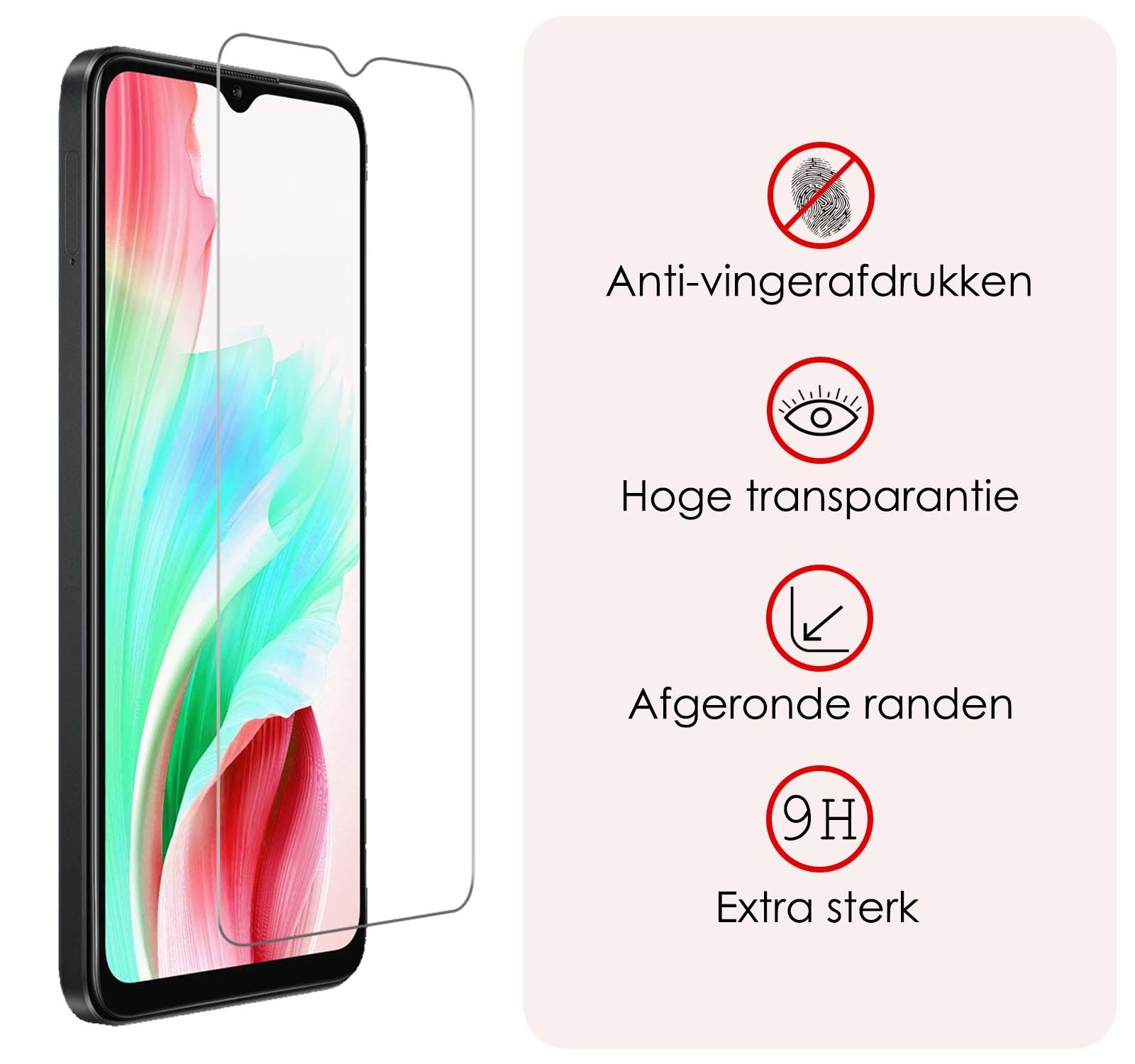 NoXx Screenprotector Geschikt voor OPPO A18 Screenprotector Tempered Glass Gehard Glas Beschermglas