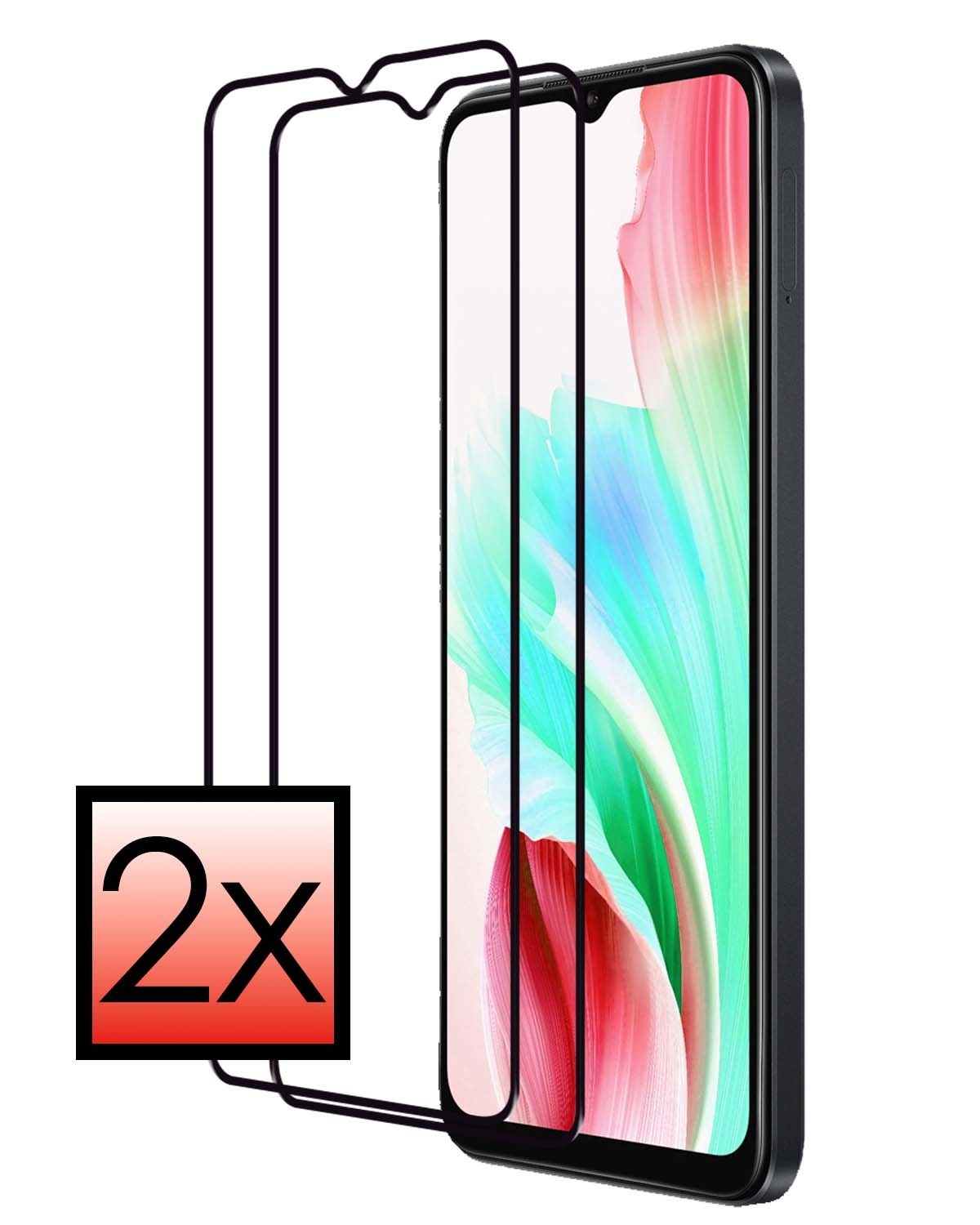 NoXx Screenprotector Geschikt voor OPPO A18 Screenprotector Tempered Glass Gehard Glas Full Cover - 2x