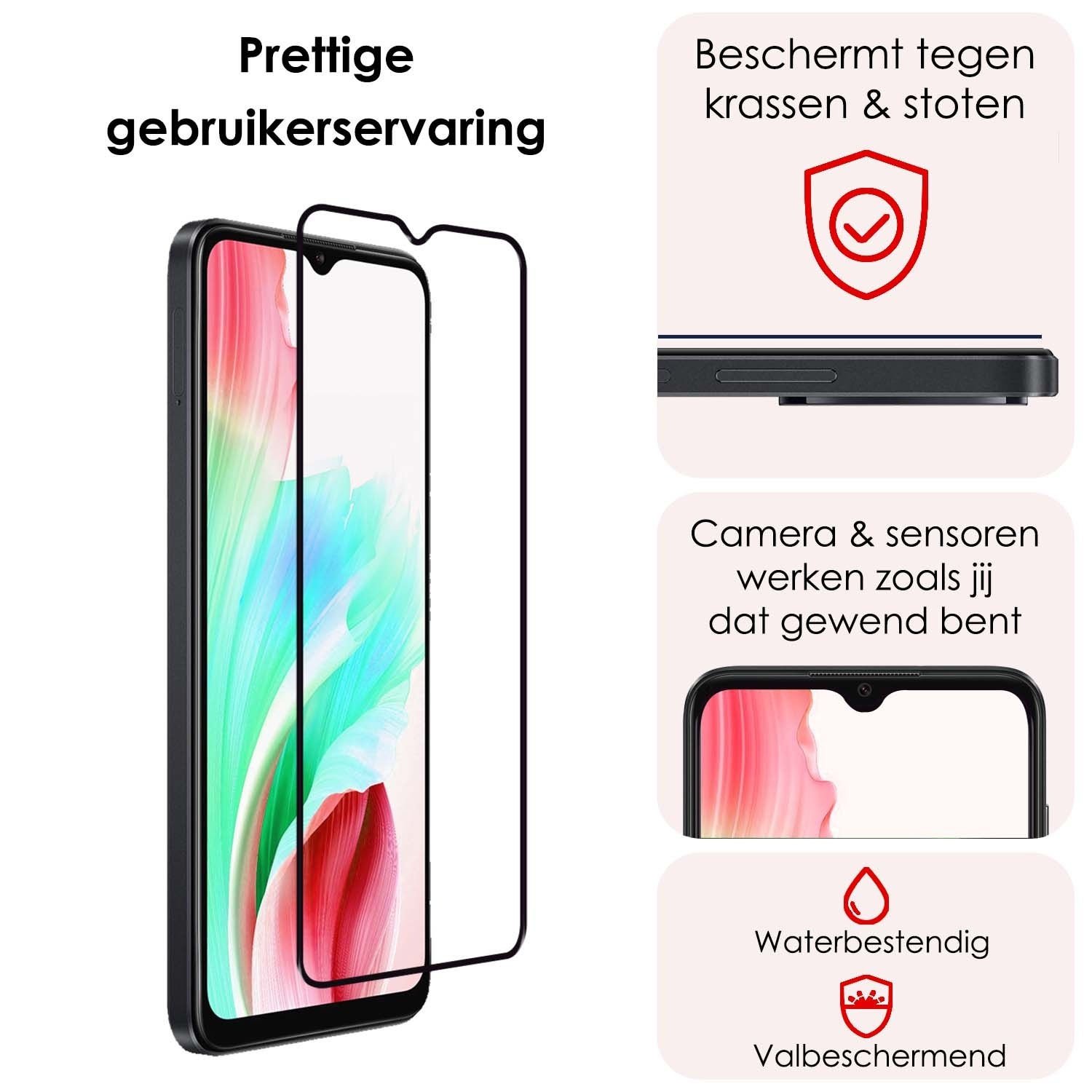 NoXx Screenprotector Geschikt voor OPPO A18 Screenprotector Tempered Glass Gehard Glas Full Cover - 2x