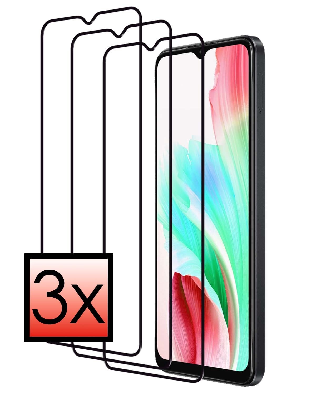 NoXx Screenprotector Geschikt voor OPPO A18 Screenprotector Tempered Glass Gehard Glas Full Cover - 3x