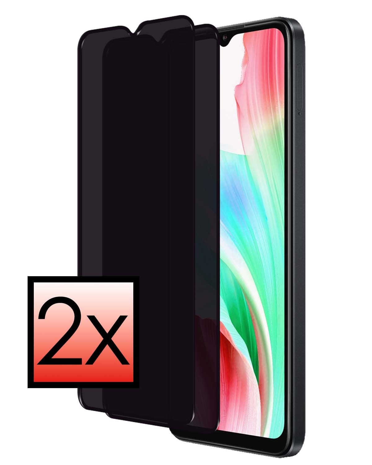 NoXx Screenprotector Geschikt voor OPPO A18 Screenprotector Privacy Tempered Glass Gehard Glas Display Cover - 2x