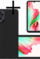 NoXx Hoes Geschikt voor OPPO A18 Hoesje Cover Siliconen Back Case Hoes Met Screenprotector - Zwart
