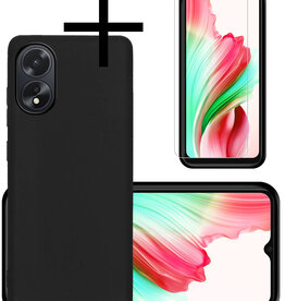 NoXx NoXx OPPO A18 Hoesje Siliconen Met Screenprotector - Zwart