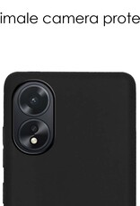 NoXx Hoes Geschikt voor OPPO A18 Hoesje Cover Siliconen Back Case Hoes Met Screenprotector - Zwart