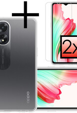 NoXx Hoes Geschikt voor OPPO A18 Hoesje Cover Siliconen Back Case Hoes Met 2x Screenprotector - Transparant