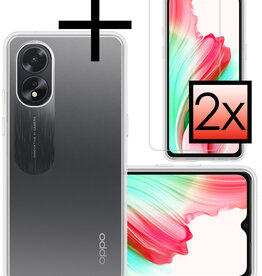 NoXx NoXx OPPO A18 Hoesje Siliconen Met 2x Screenprotector - Transparant